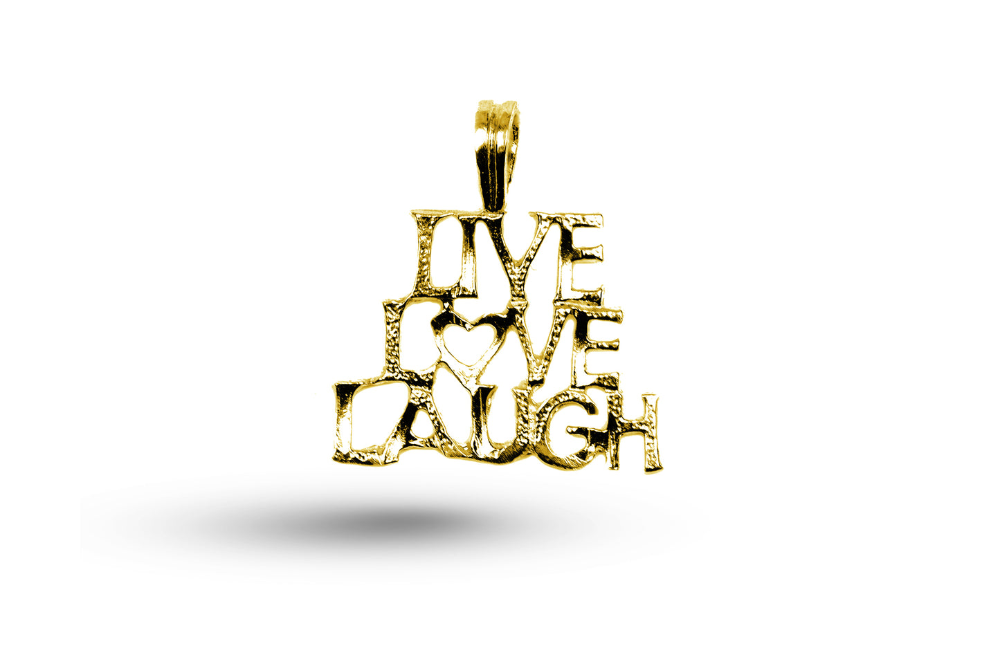 Yellow gold Live Love Laugh charm.