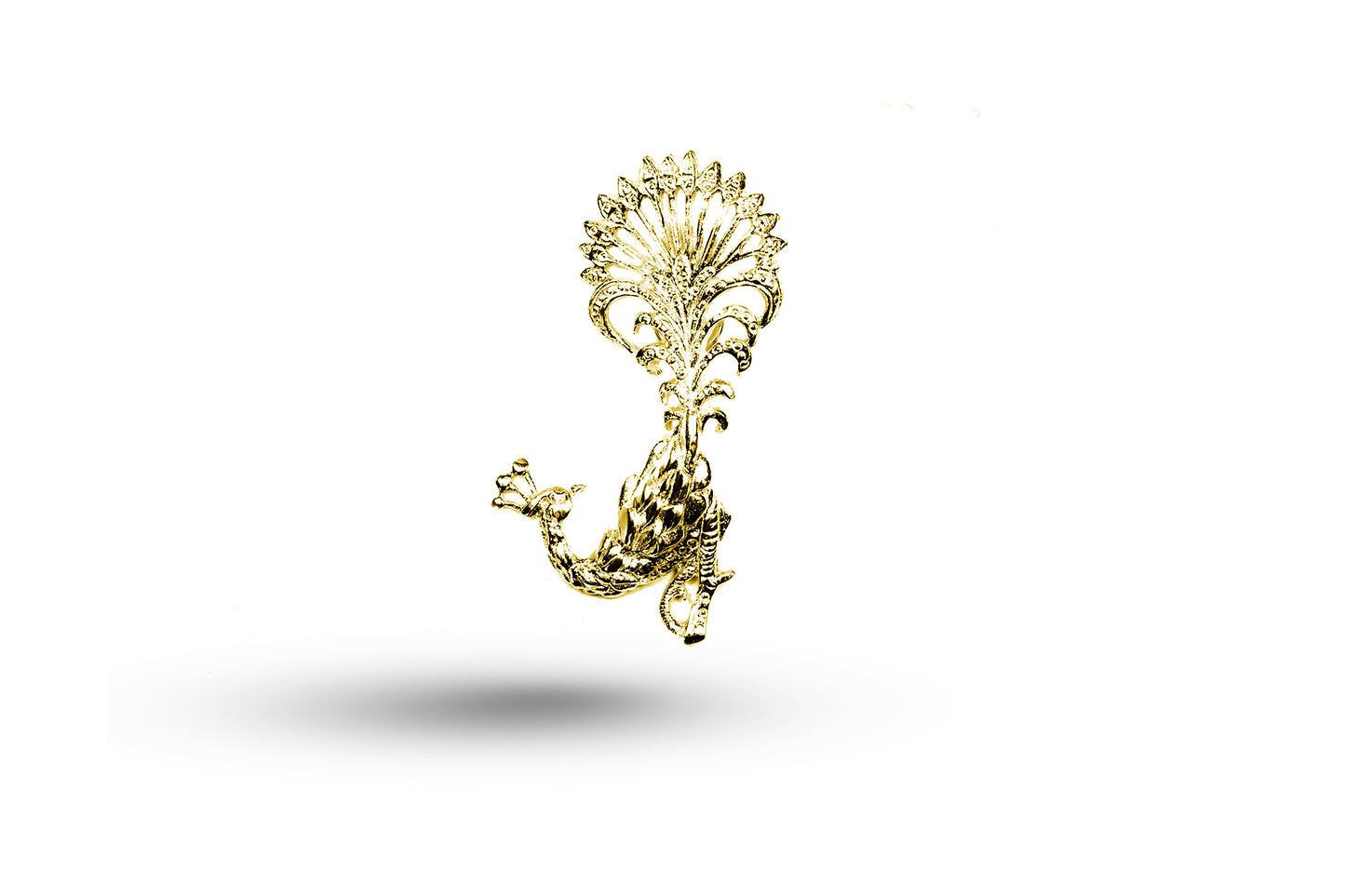 Yellow gold Fancy Peacock charm.