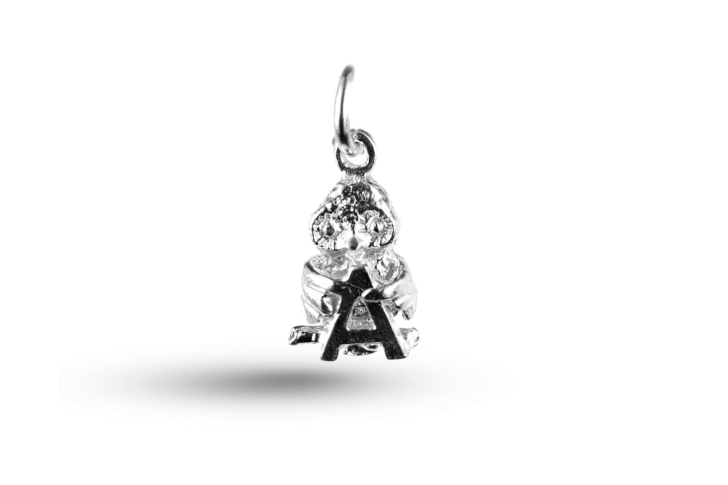 Silver Owl Alphabet A Letter charm.