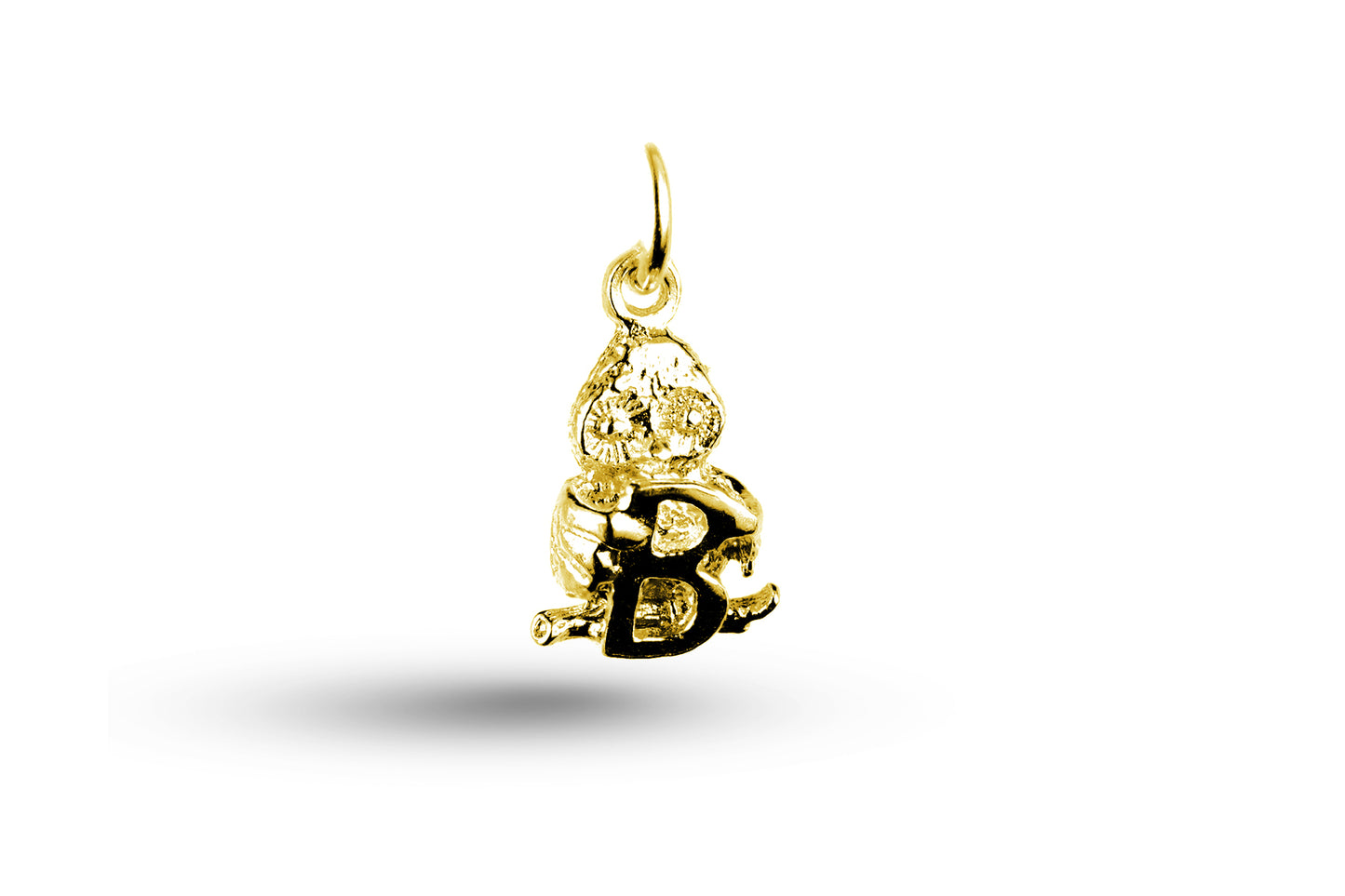 Yellow Gold Owl Alphabet Letter B Charm