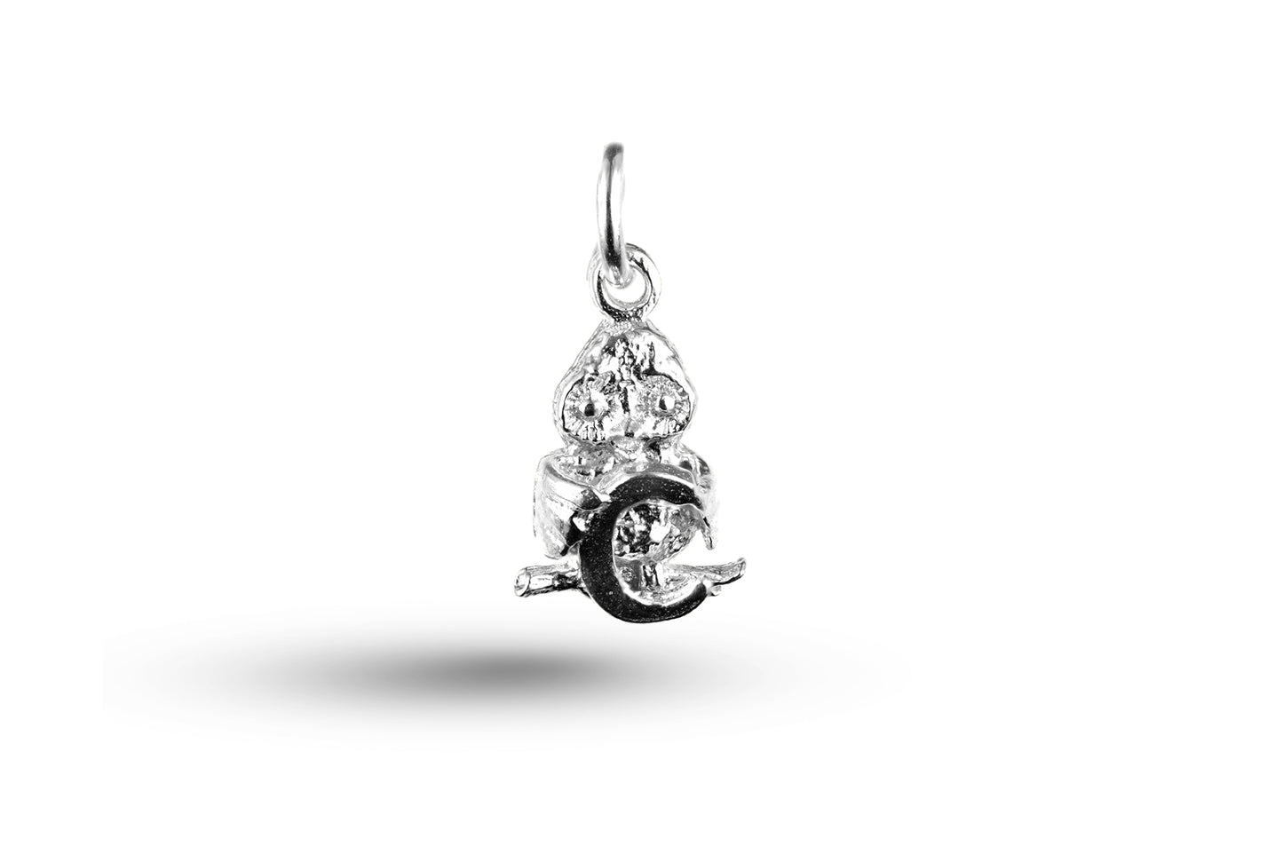 White gold Owl Alphabet Letter C charm.