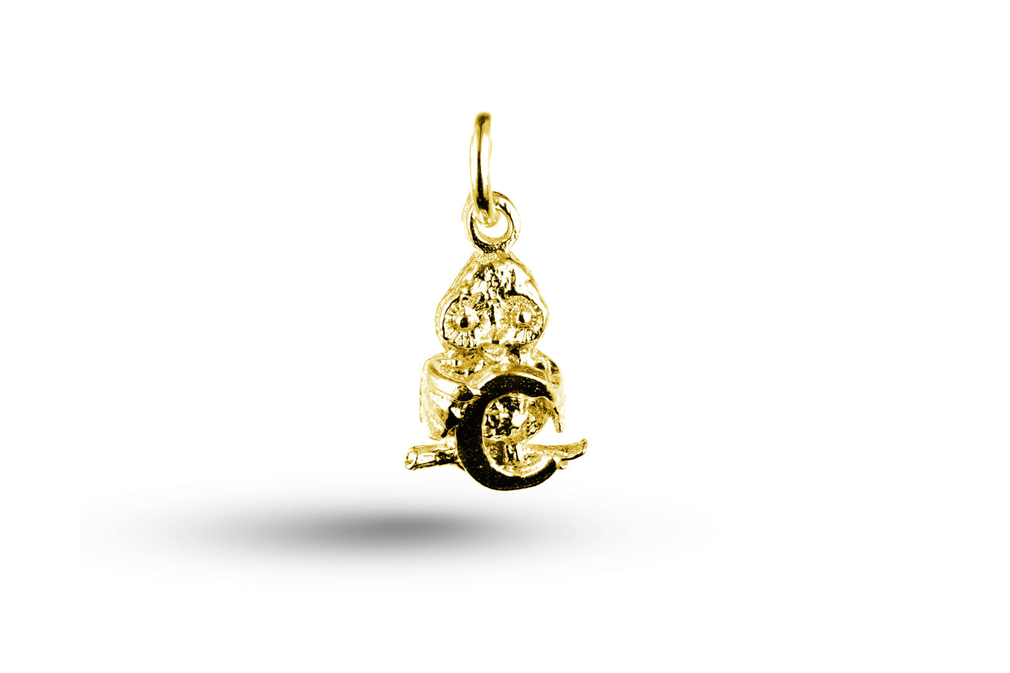 Yellow Gold Owl Alphabet Letter C Charm