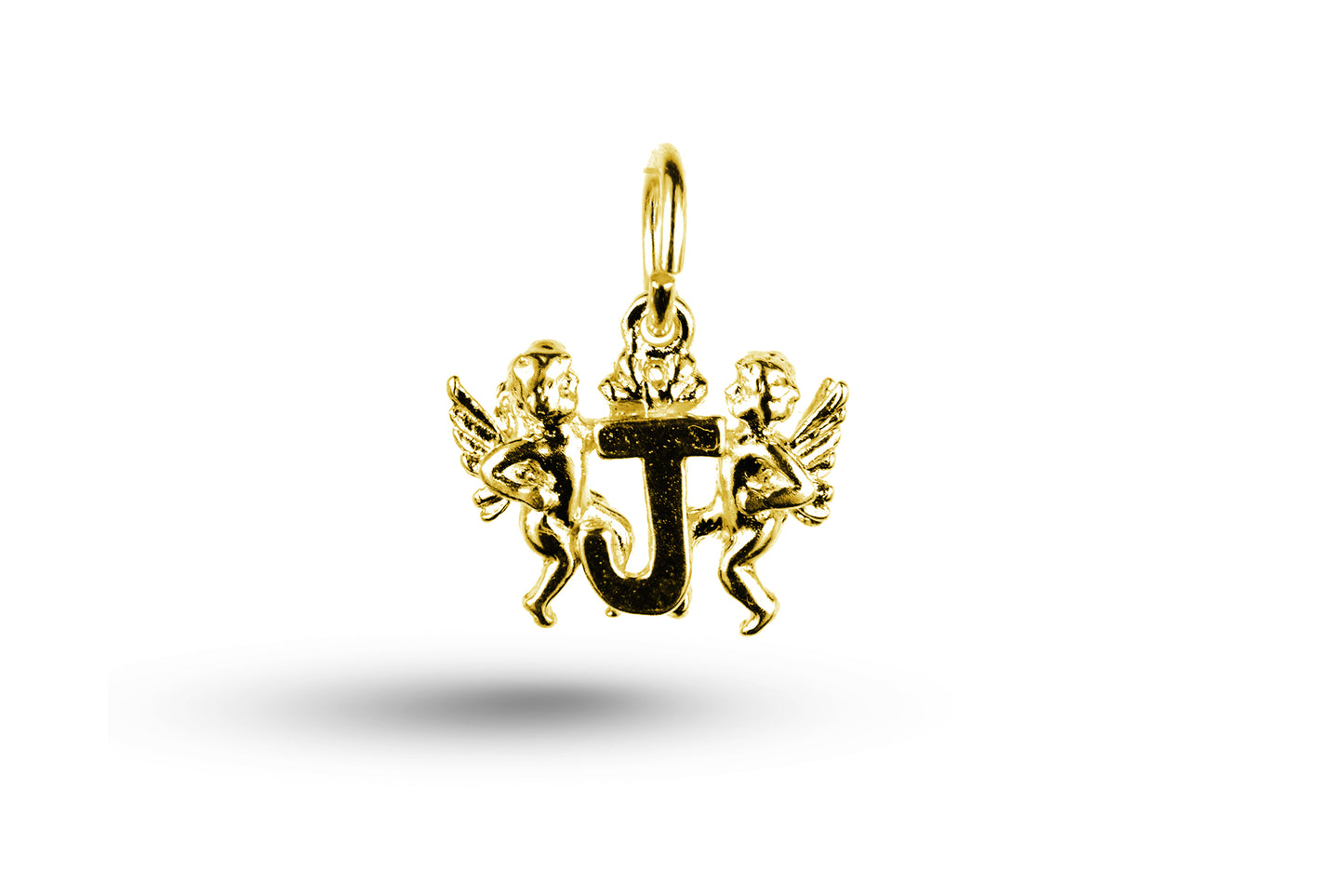 Yellow Gold Cherub Alphabet Letter J Charm
