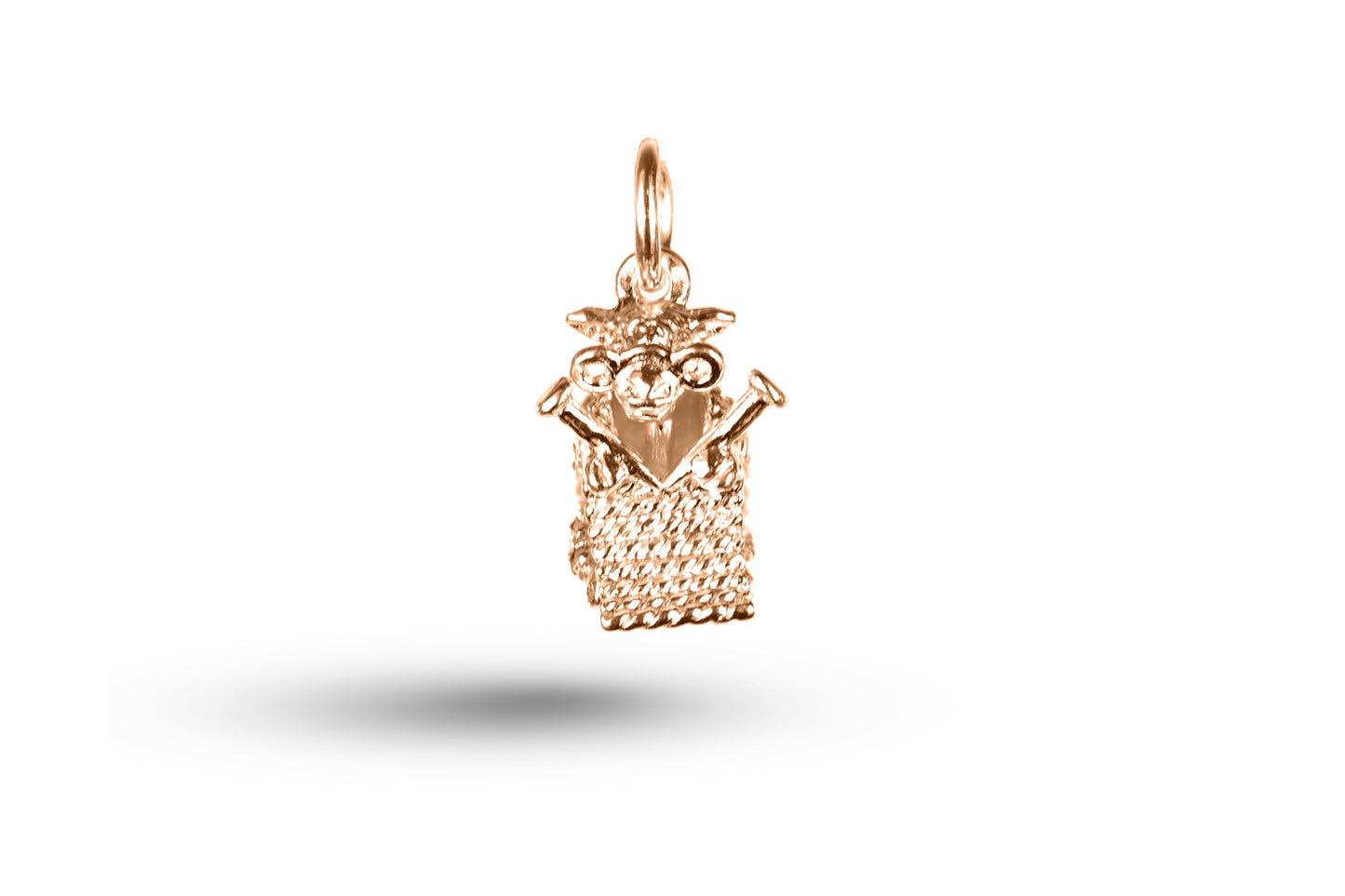 Rose gold Knitting Sheep charm.