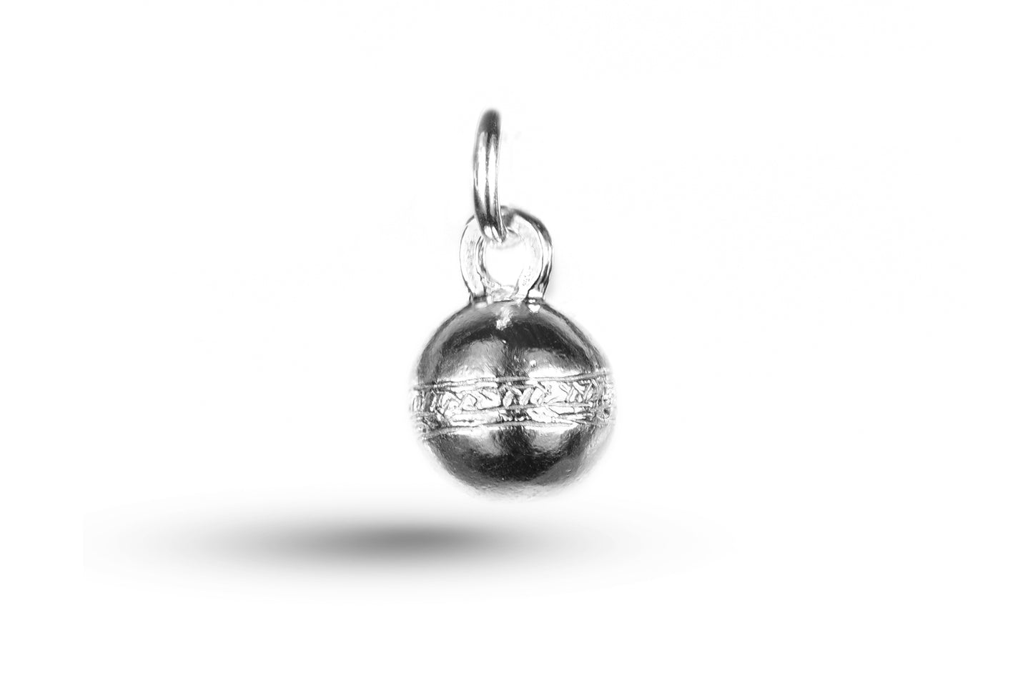 White gold Cricket Ball charm.