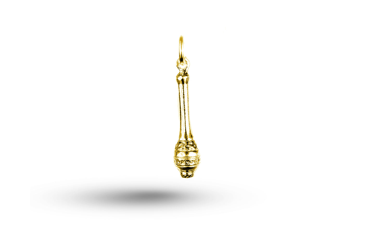 Luxury yellow gold baby rattle charm.