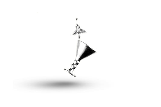 White gold Cocktail Glass and Umbrella charm.