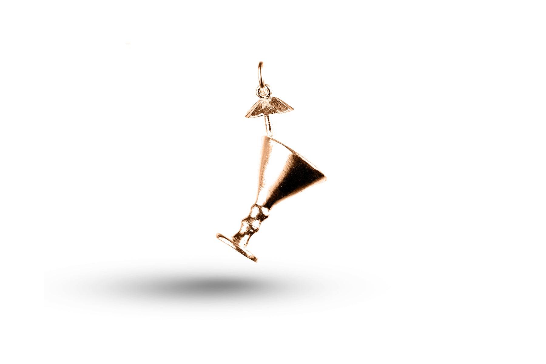 Rose gold Cocktail Glass and Umbrella charm.