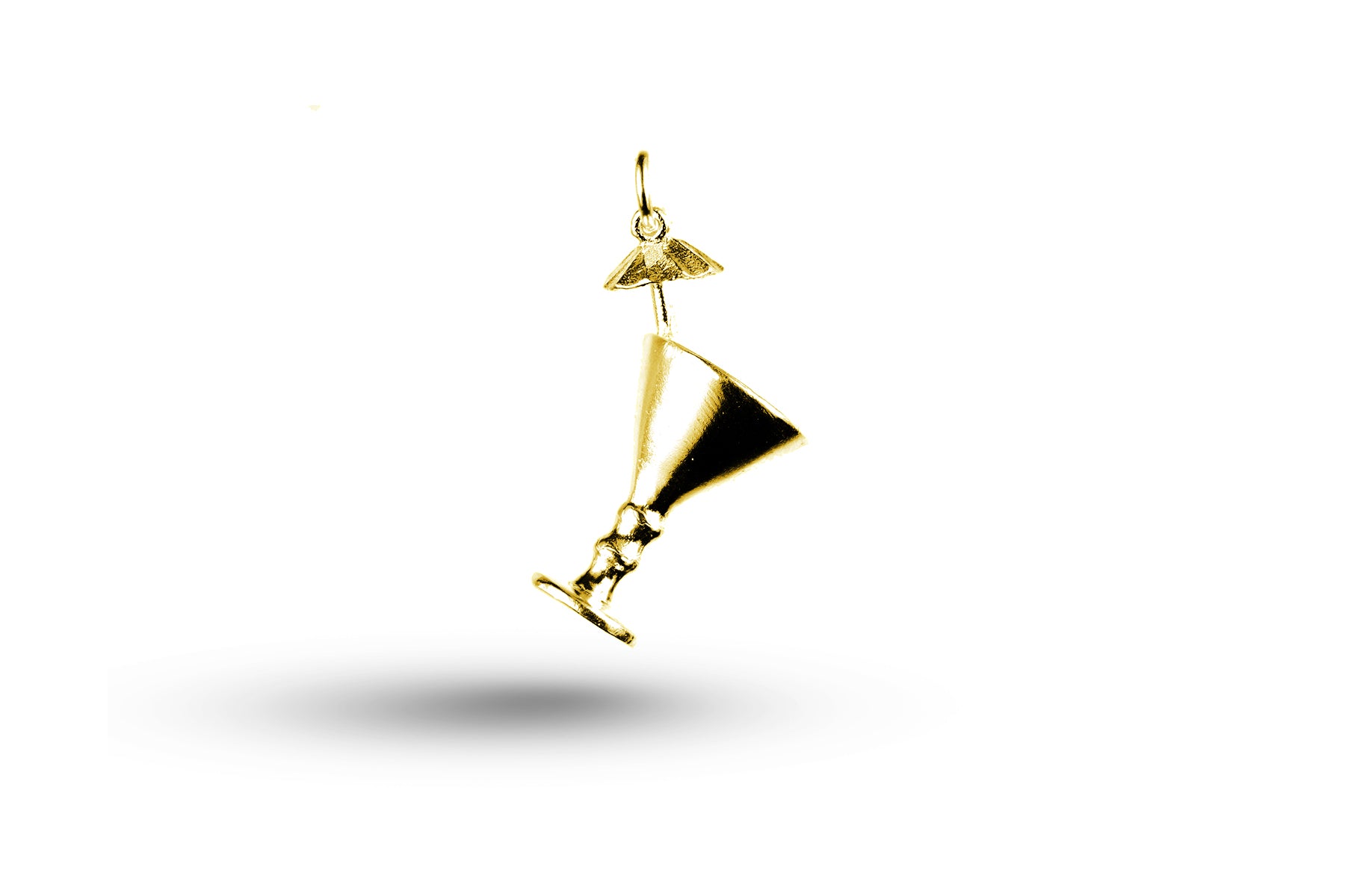 Yellow gold Cocktail Glass and Umbrella charm.