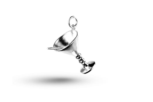 White gold Cocktail Glass and Straw charm.