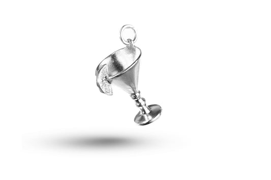 White gold Cocktail Glass and Lemon charm.