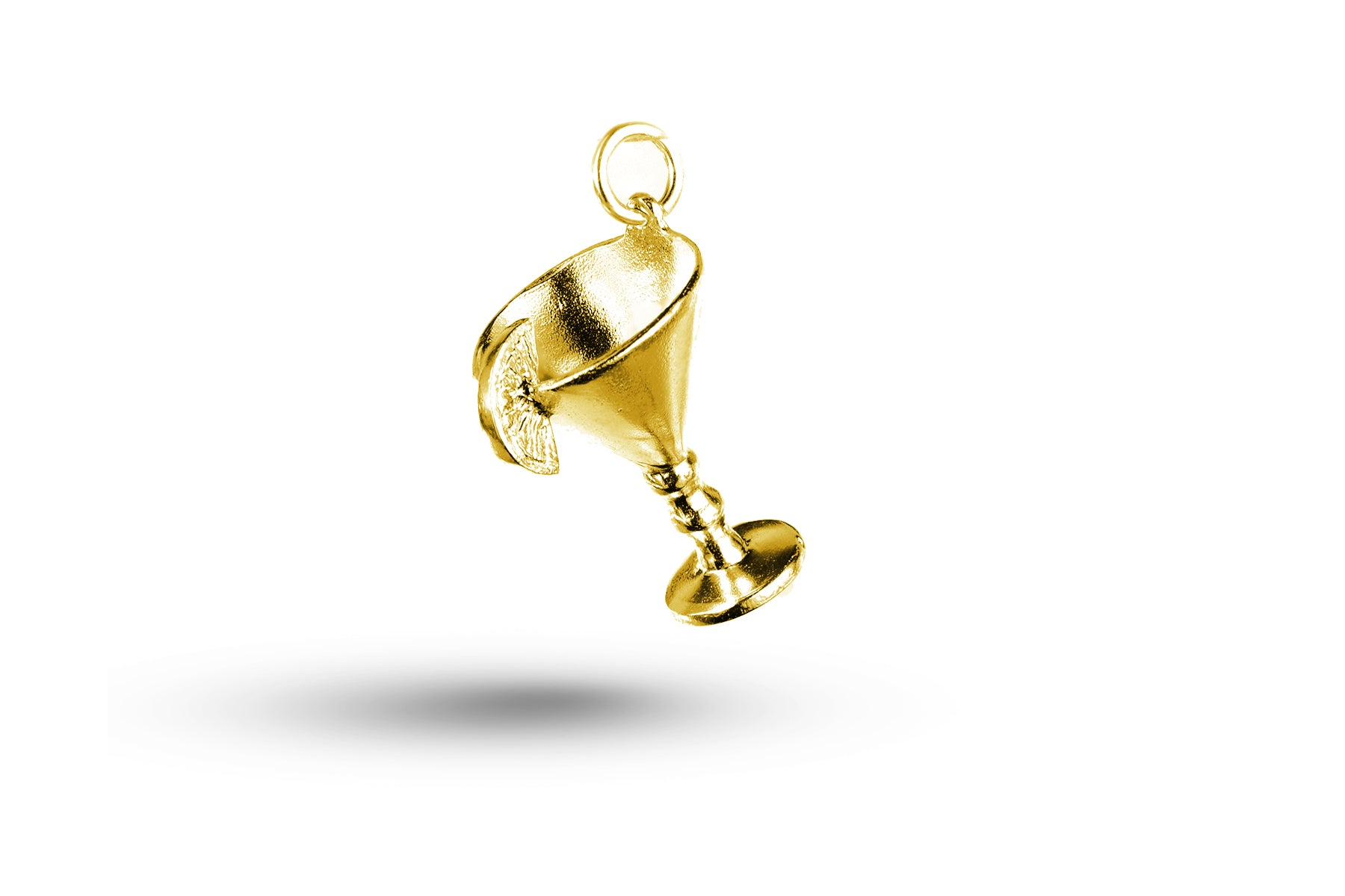 Yellow gold Cocktail Glass and Lemon charm.