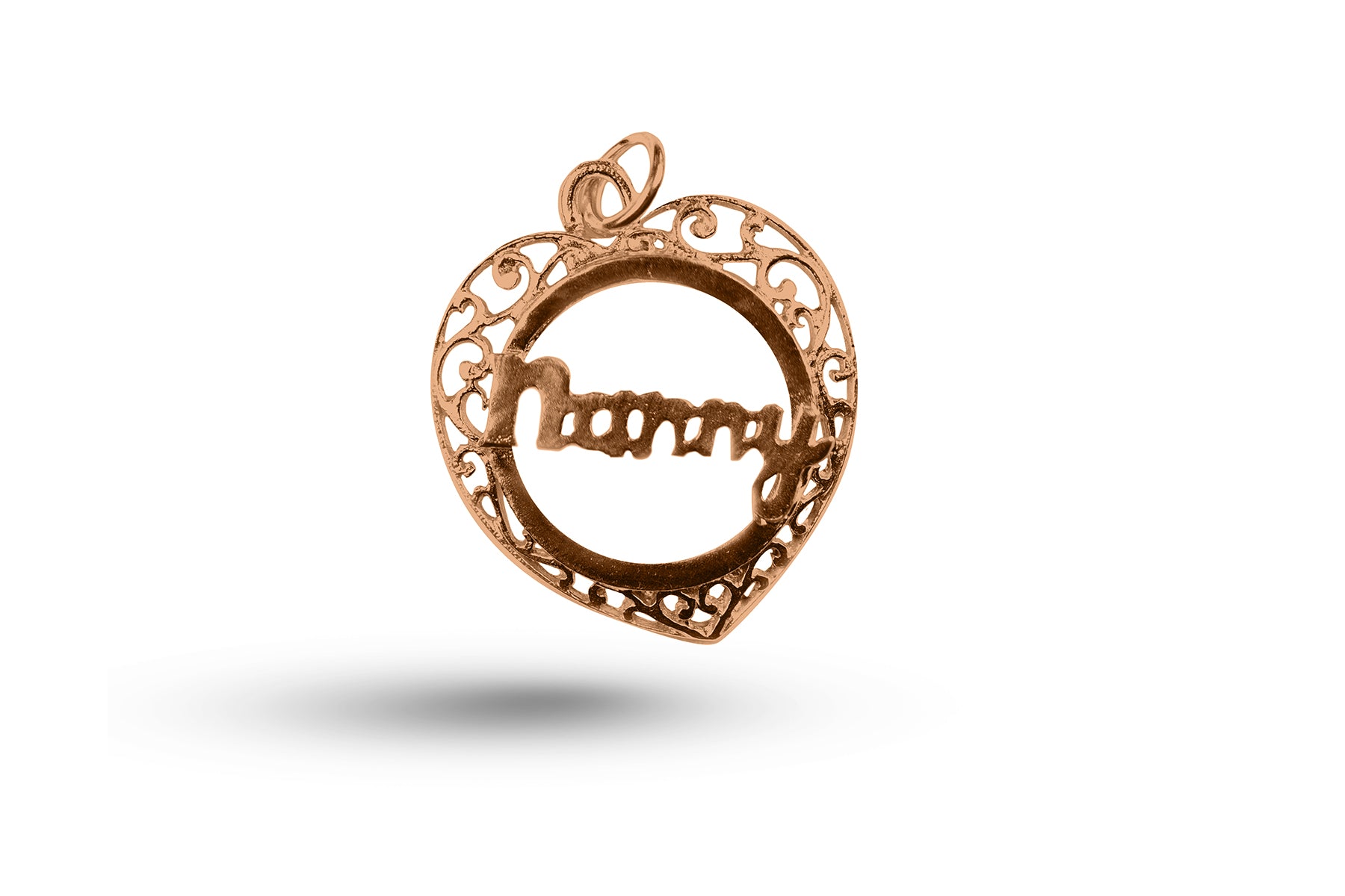 Rose gold Nanny in Heart charm.