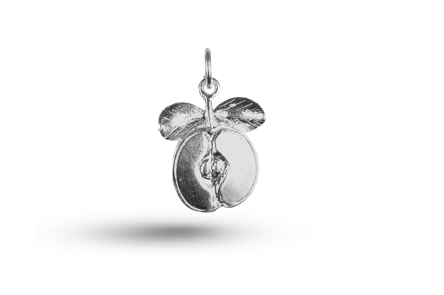 Luxury white gold Apple half charm.