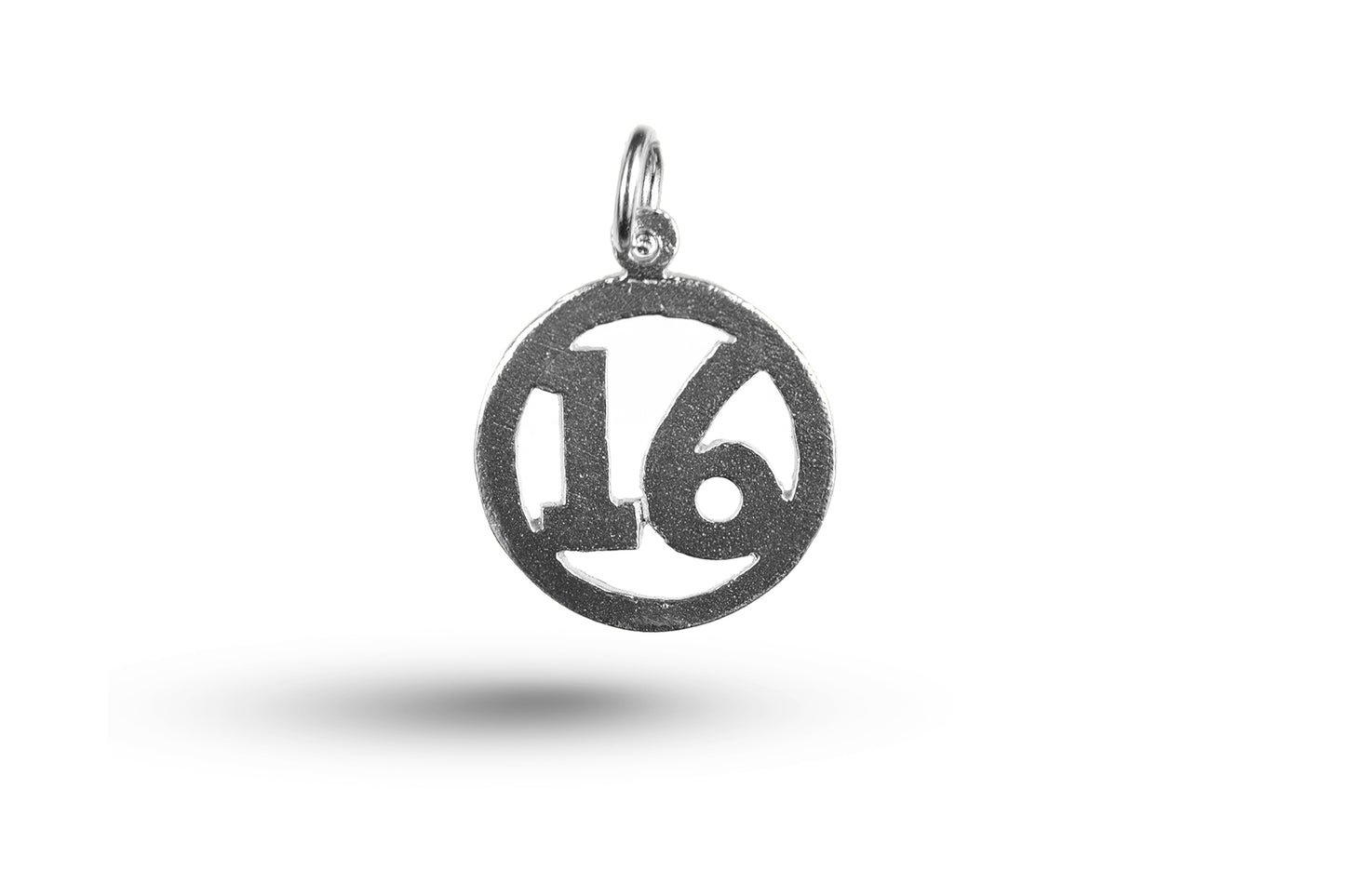 Luxury white gold Birthday 16 in Circle charm.