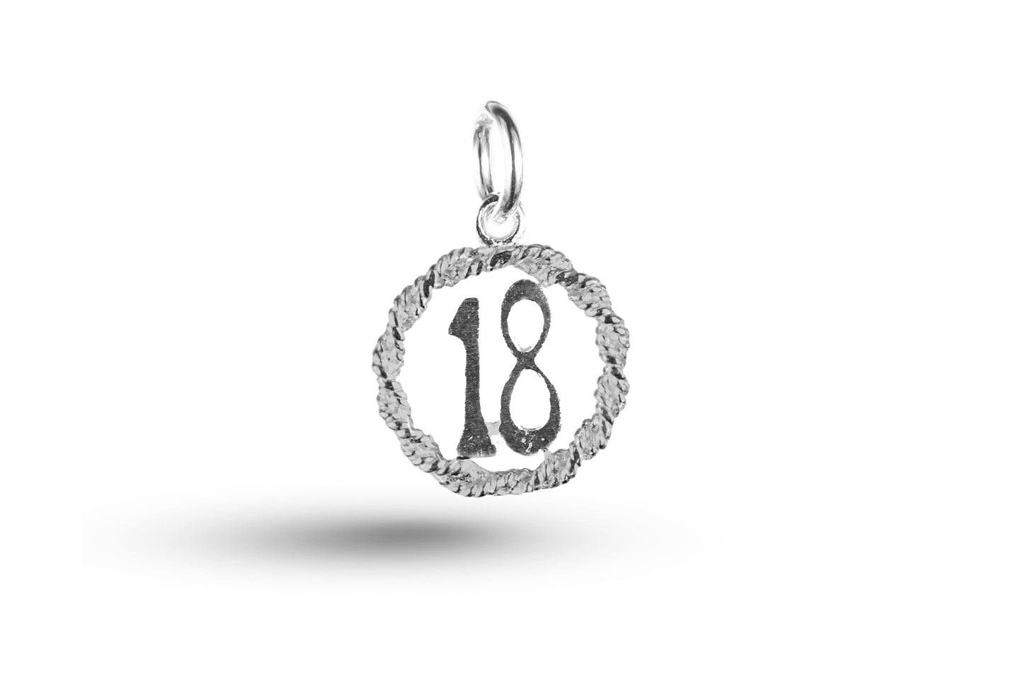 Luxury white gold Birthday 18 in Fancy Circle charm.