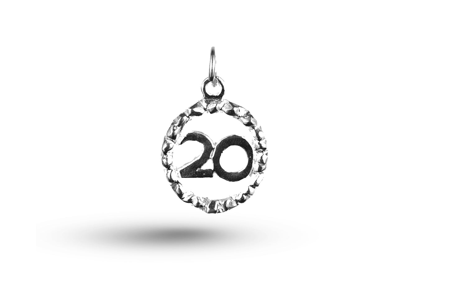Luxury white gold Birthday 20 in Circle charm.