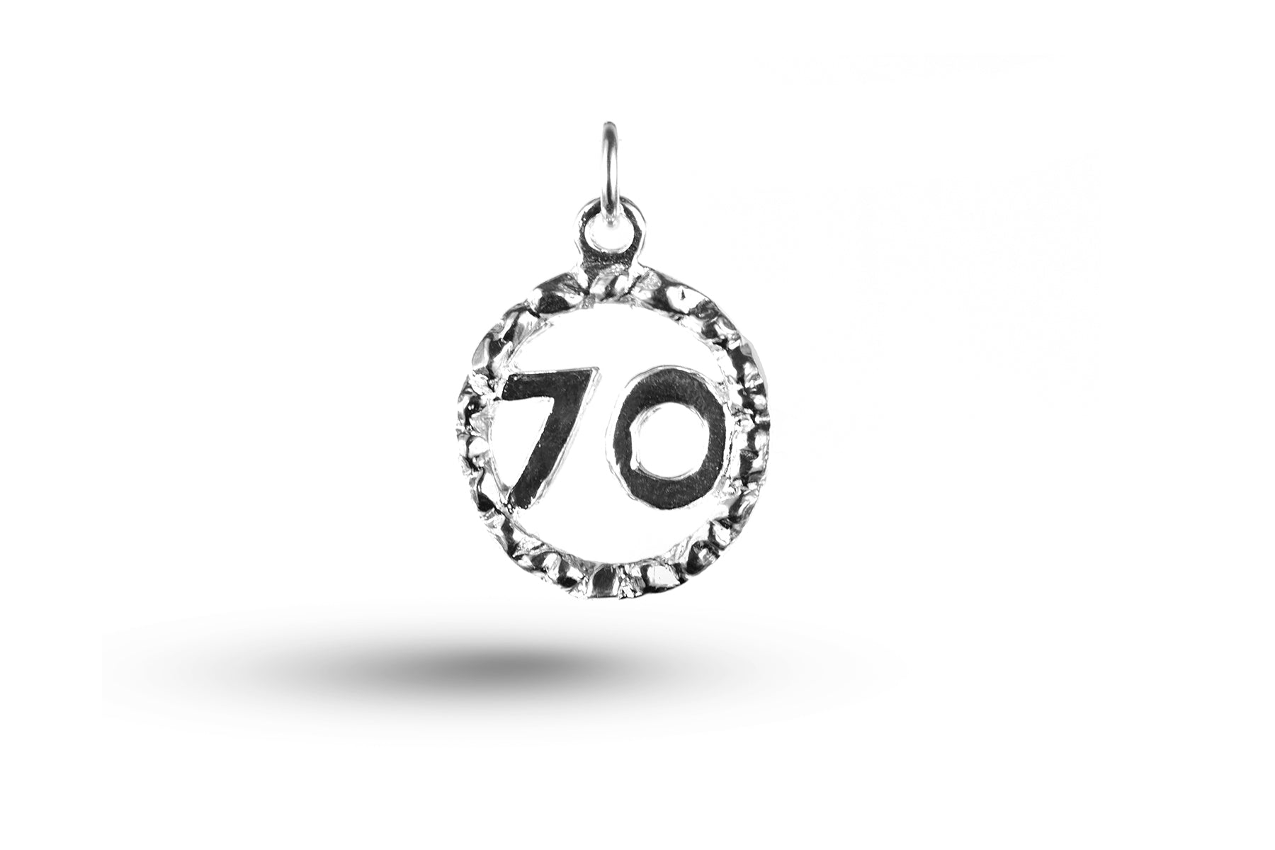 Luxury white gold Birthday 70 in Circle charm.