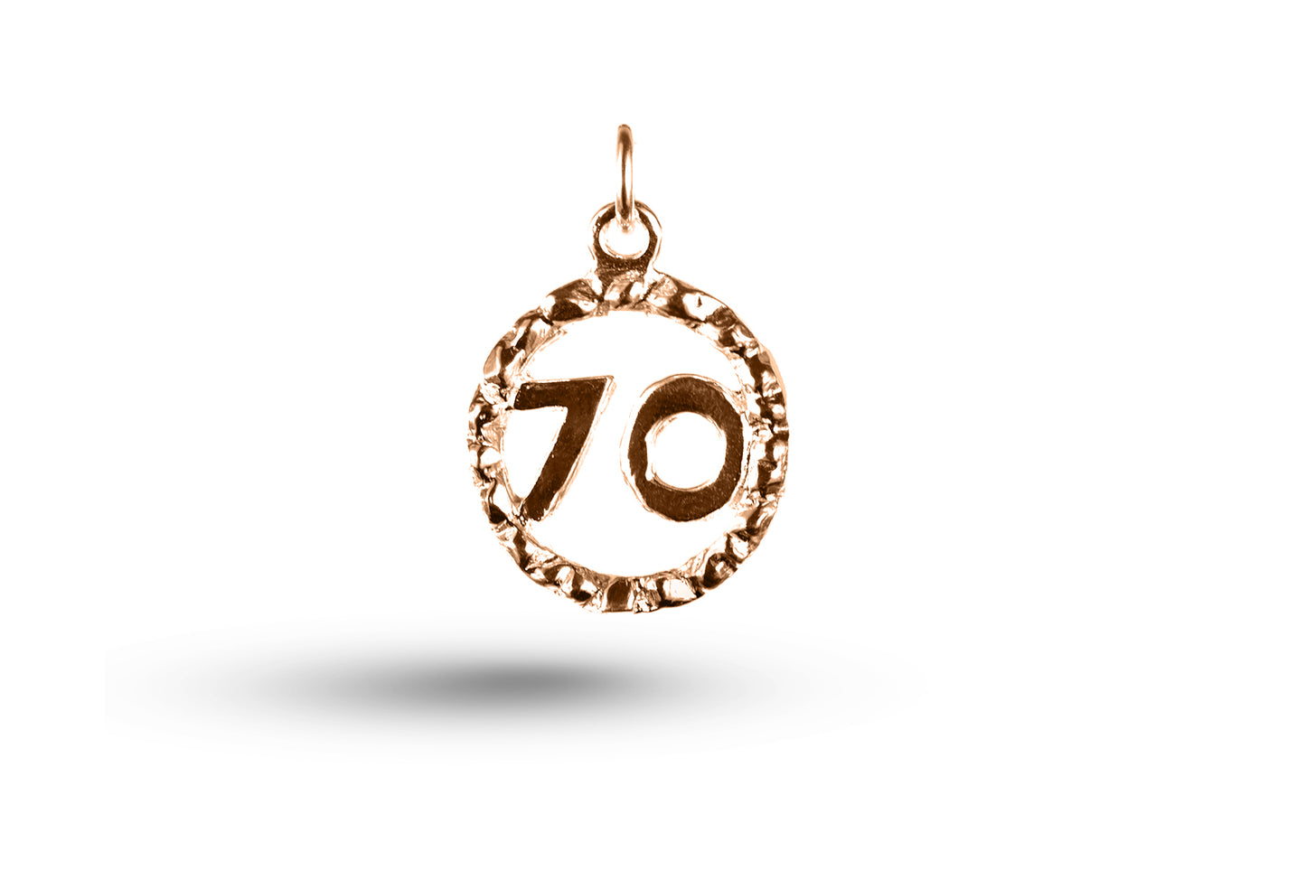 Luxury rose gold Birthday 70 in Circle charm.