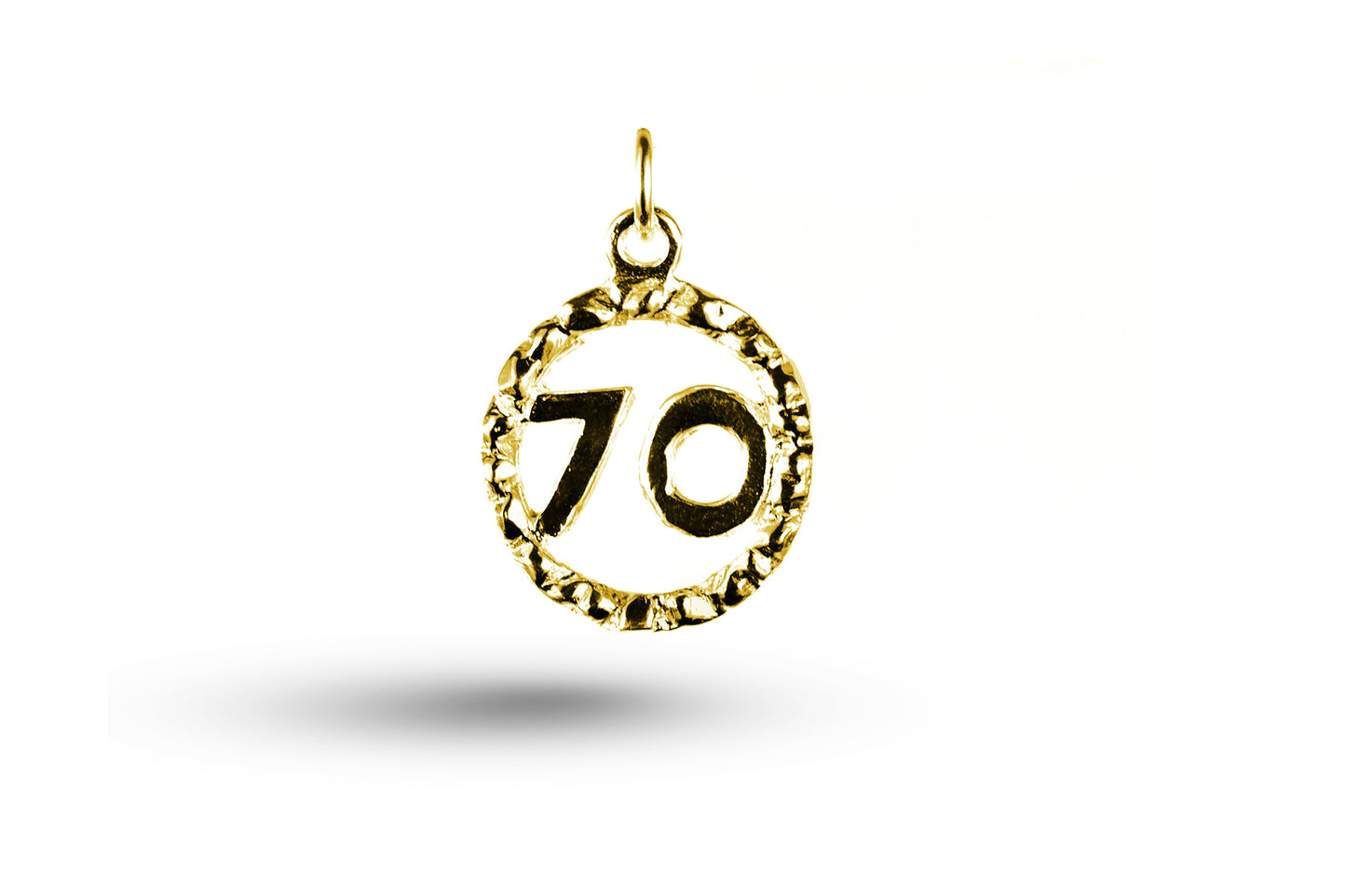 Luxury yellow gold Birthday 70 in Circle charm.