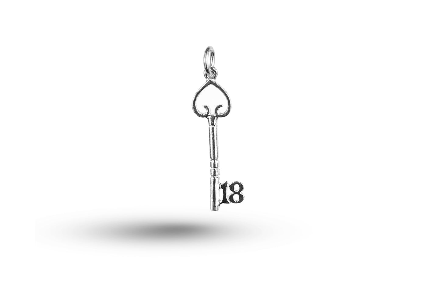 Luxury white gold Birthday 18 Door Key charm.