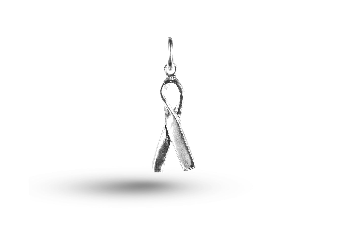 Luxury white gold Charity Ribbon charm.