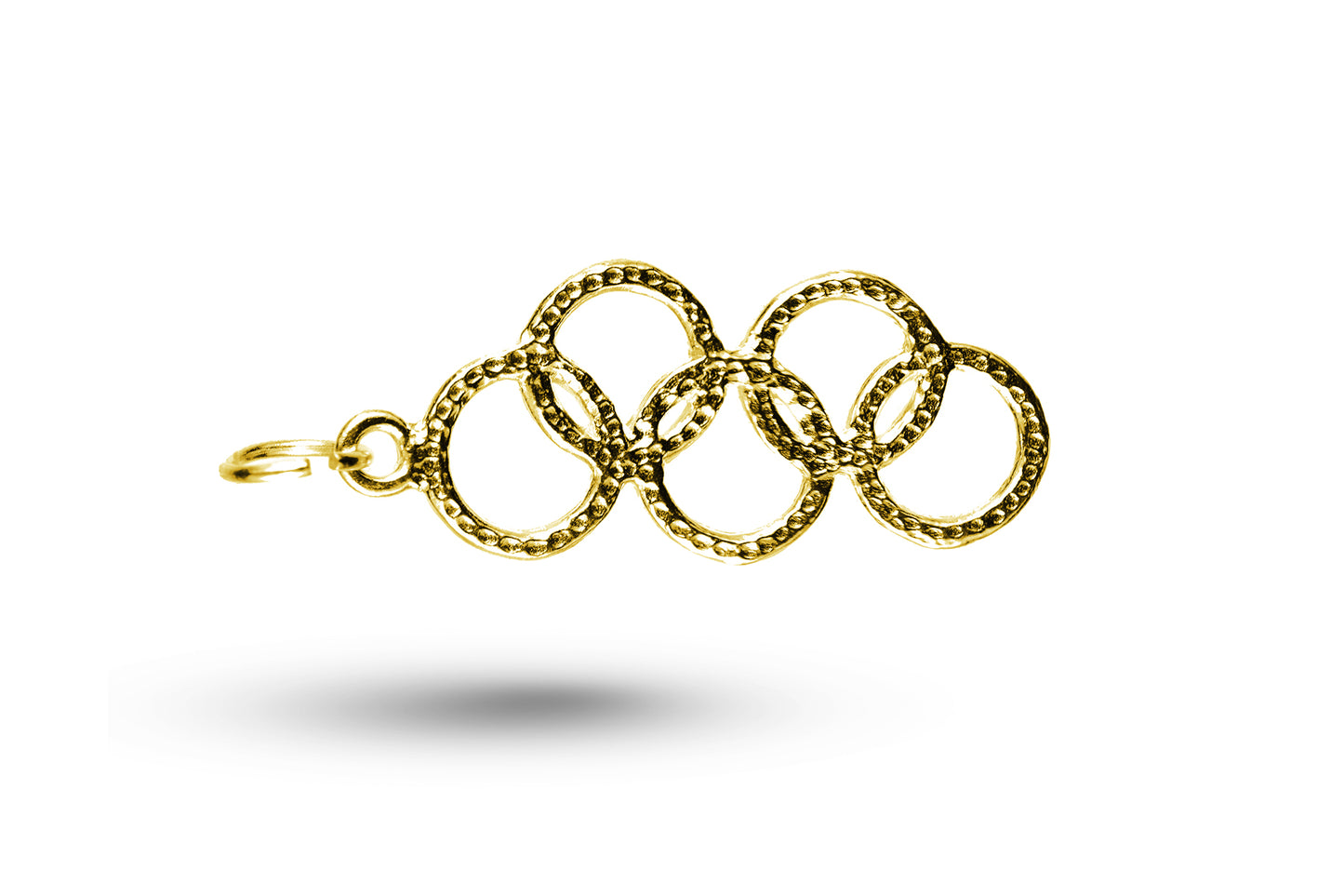 Yellow gold Olympic Rings charm.