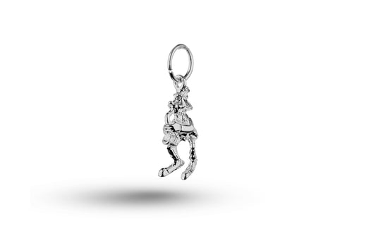 White gold Clown Playing Sax charm.