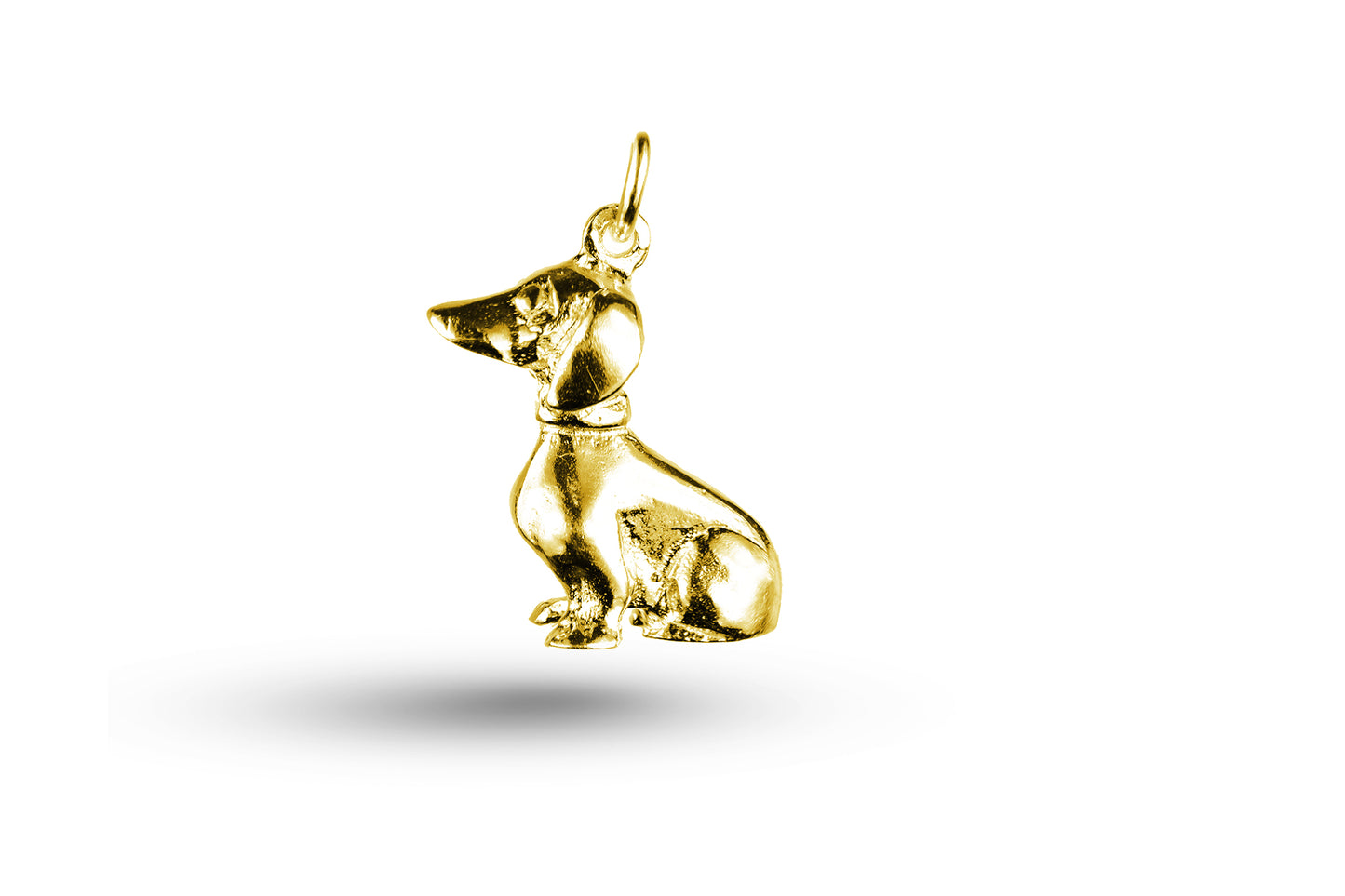 Yellow gold Dachshund Dog Sitting Charm.
