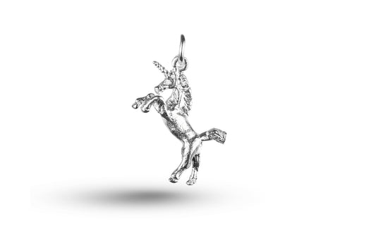 White gold Rearing Unicorn charm.