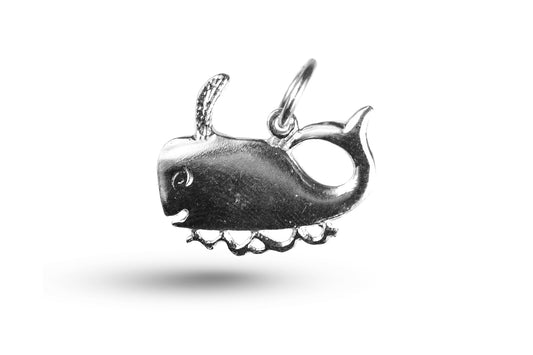White gold Swimming Whale charm.