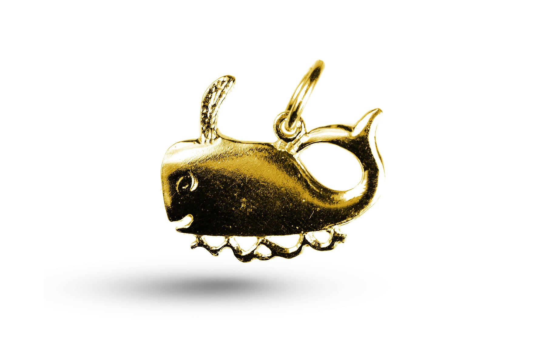 Yellow gold Swimming Whale charm.