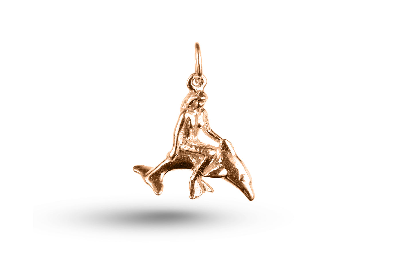 Rose gold Mermaid and Dolphin charm.