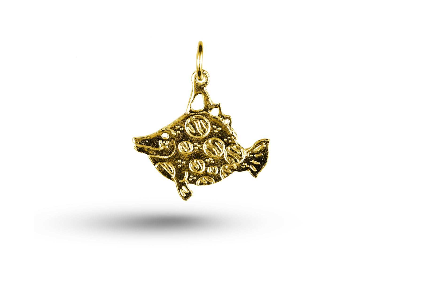 Yellow gold Dotty Cartoon Fish charm.