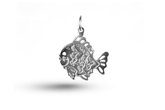 White gold Squiggle Cartoon Fish charm.