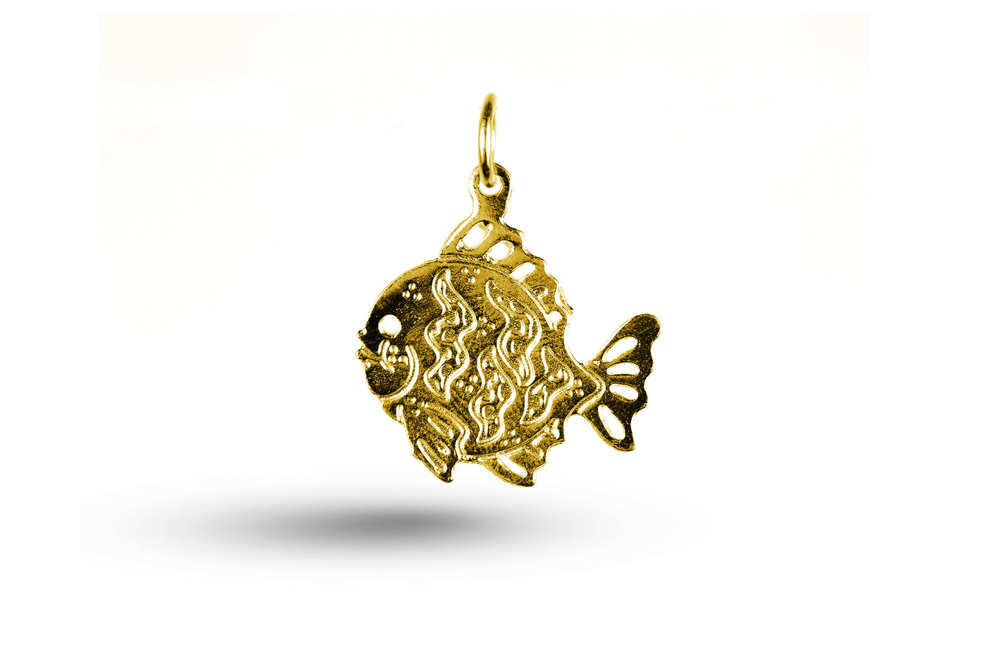 Yellow gold Squiggle Cartoon Fish charm.
