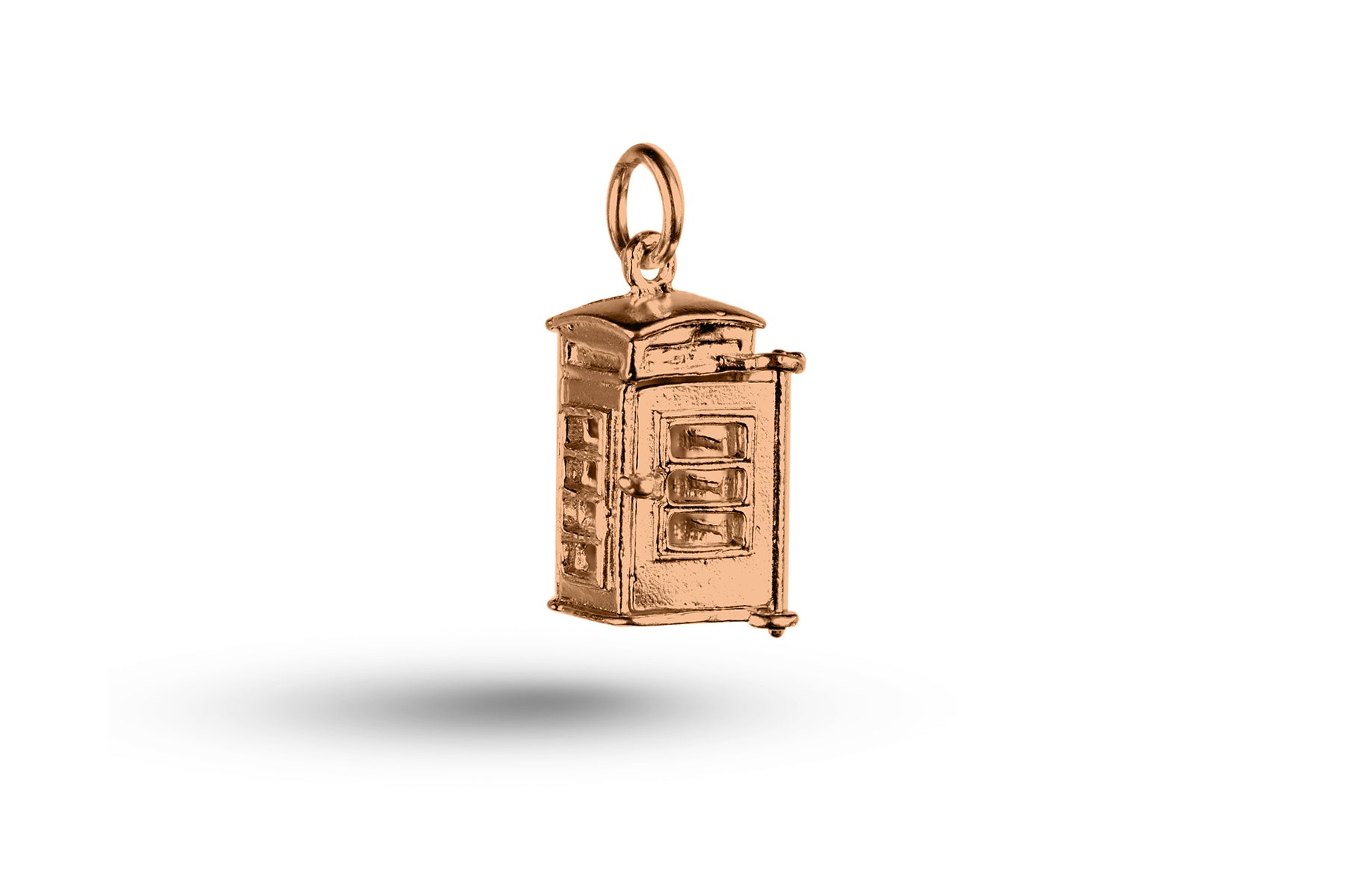 Rose gold Telephone Box charm.