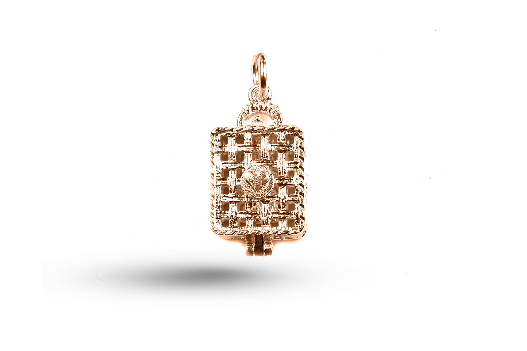 Rose gold Movable Kitten in Basket charm.