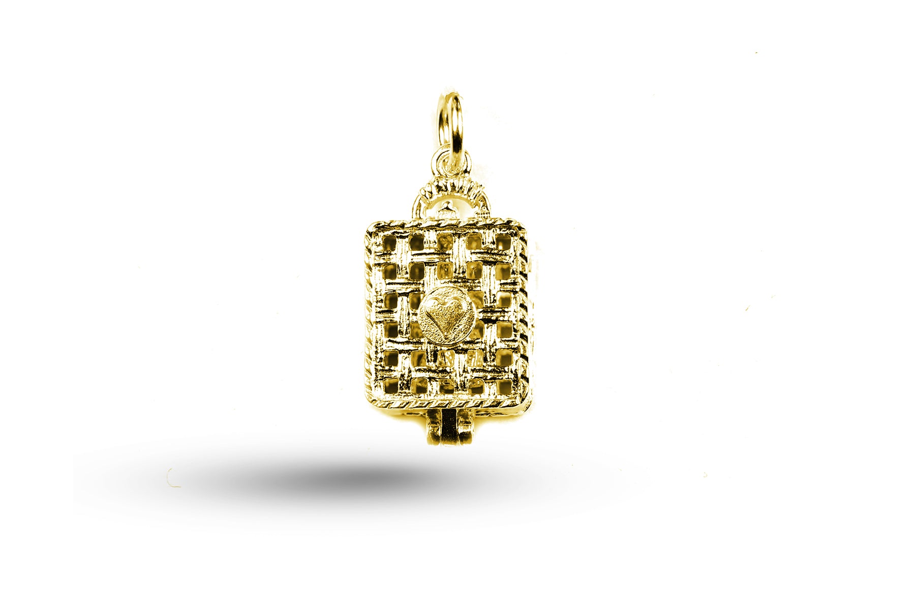 Yellow gold Movable Kitten in Basket charm.