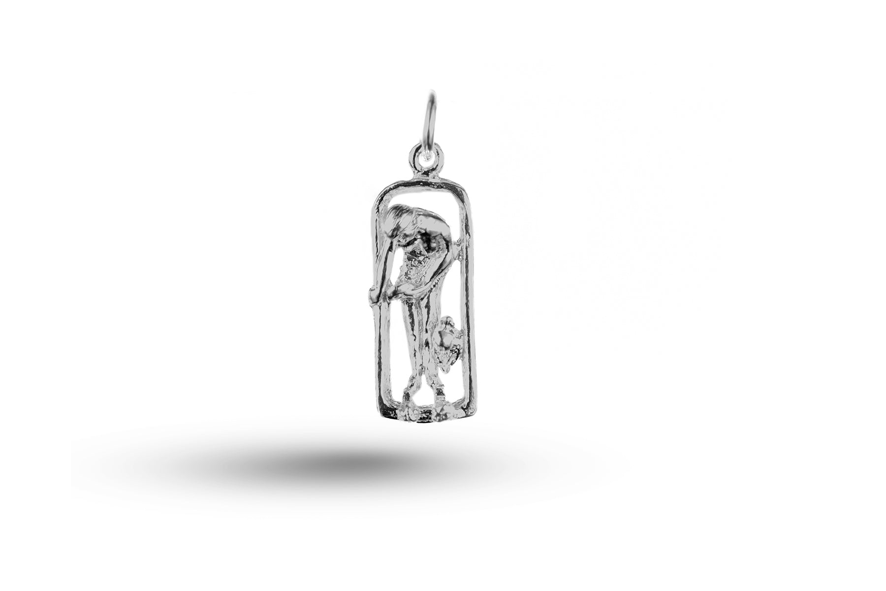 White gold Lady in Bath charm.