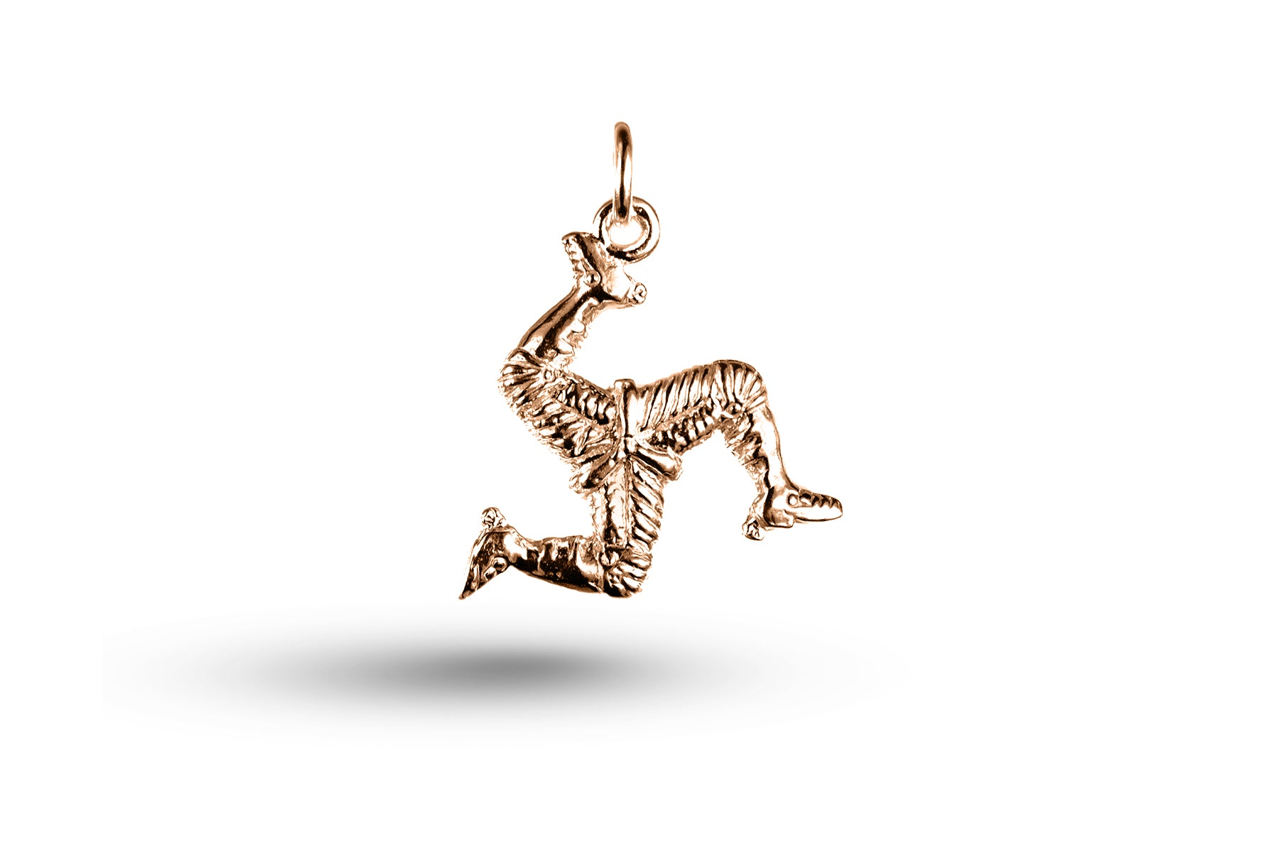Rose gold Isle of Man Three Legs charm.