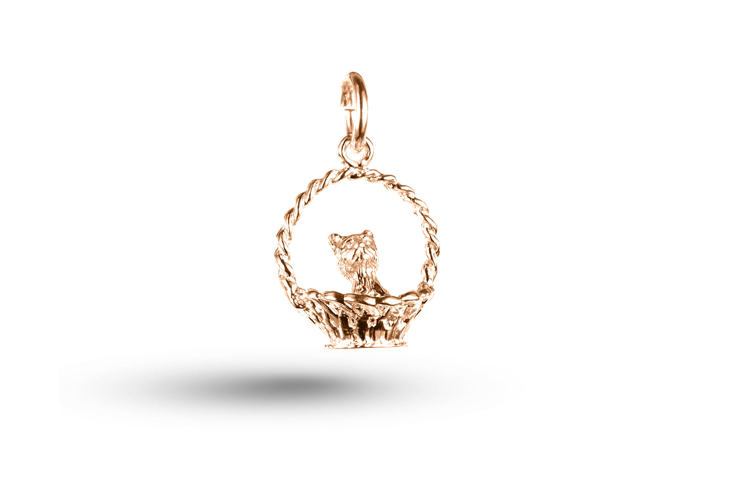 Rose gold Kitten in Basket charm.