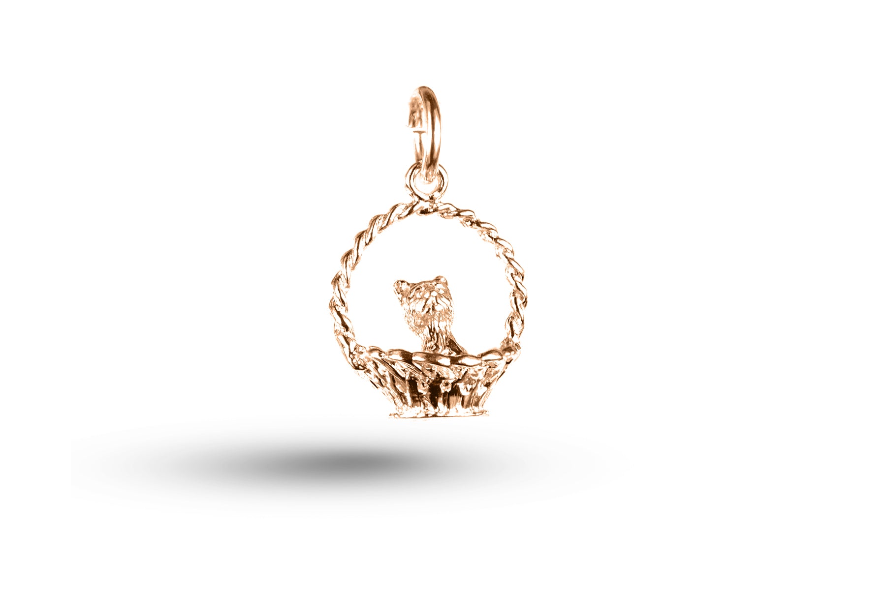 Rose gold Kitten in Basket charm.