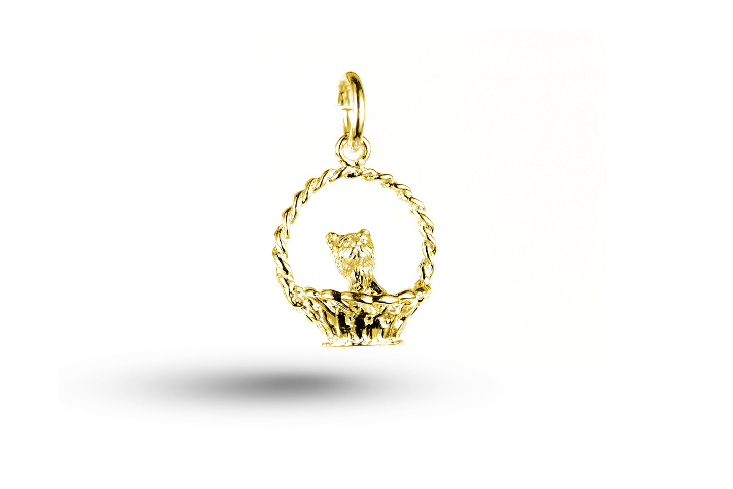 Yellow gold Kitten in Basket charm.