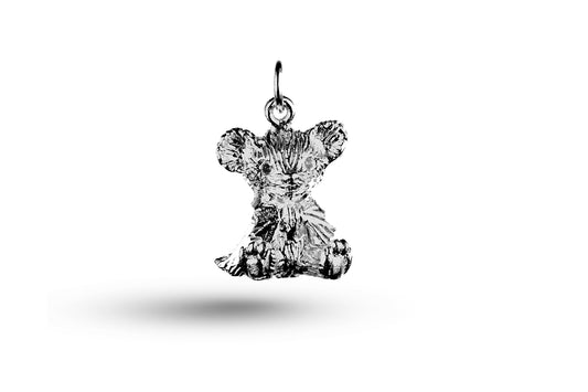 White gold Heavy Sitting Teddy Bear charm.