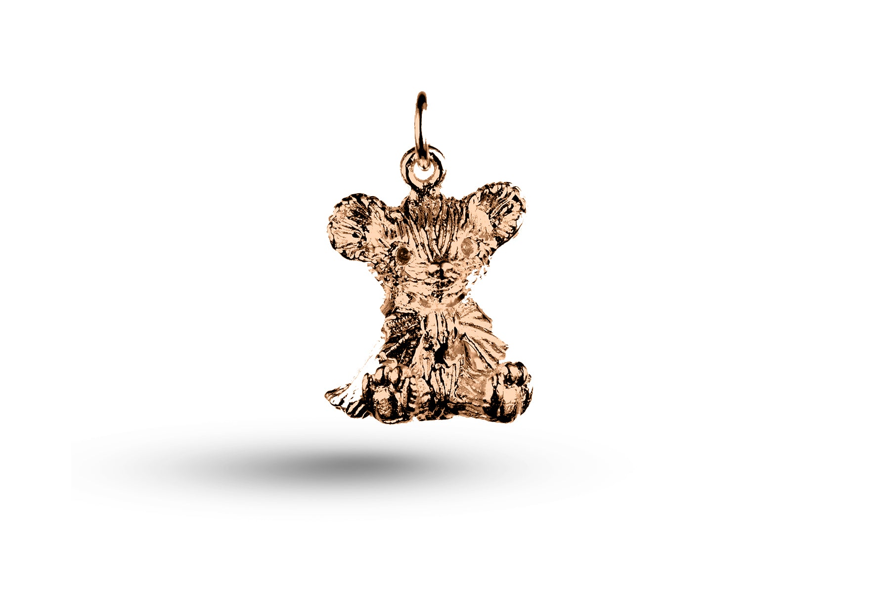 Rose gold Heavy Sitting Teddy Bear charm.