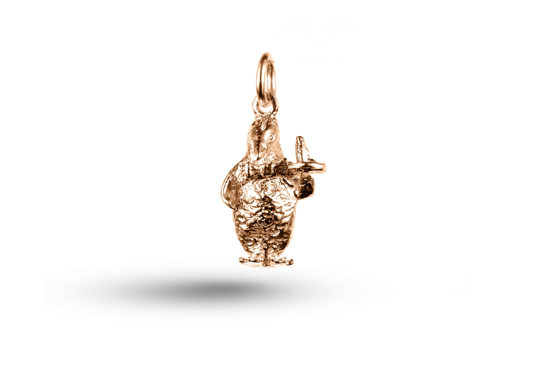 Rose gold Penguin Waiter charm.