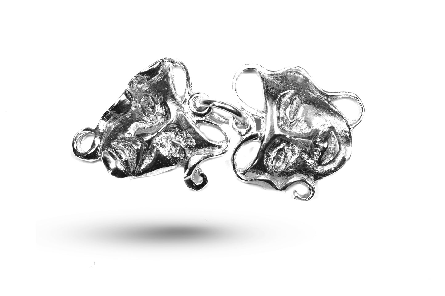 White gold Pair of Drama Masks charm.