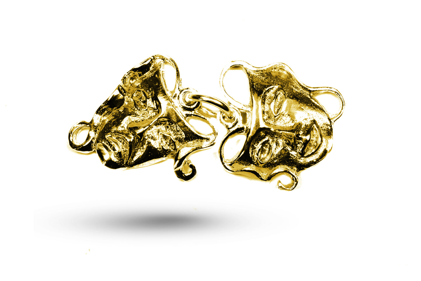 Yellow gold Pair of Drama Masks charm.