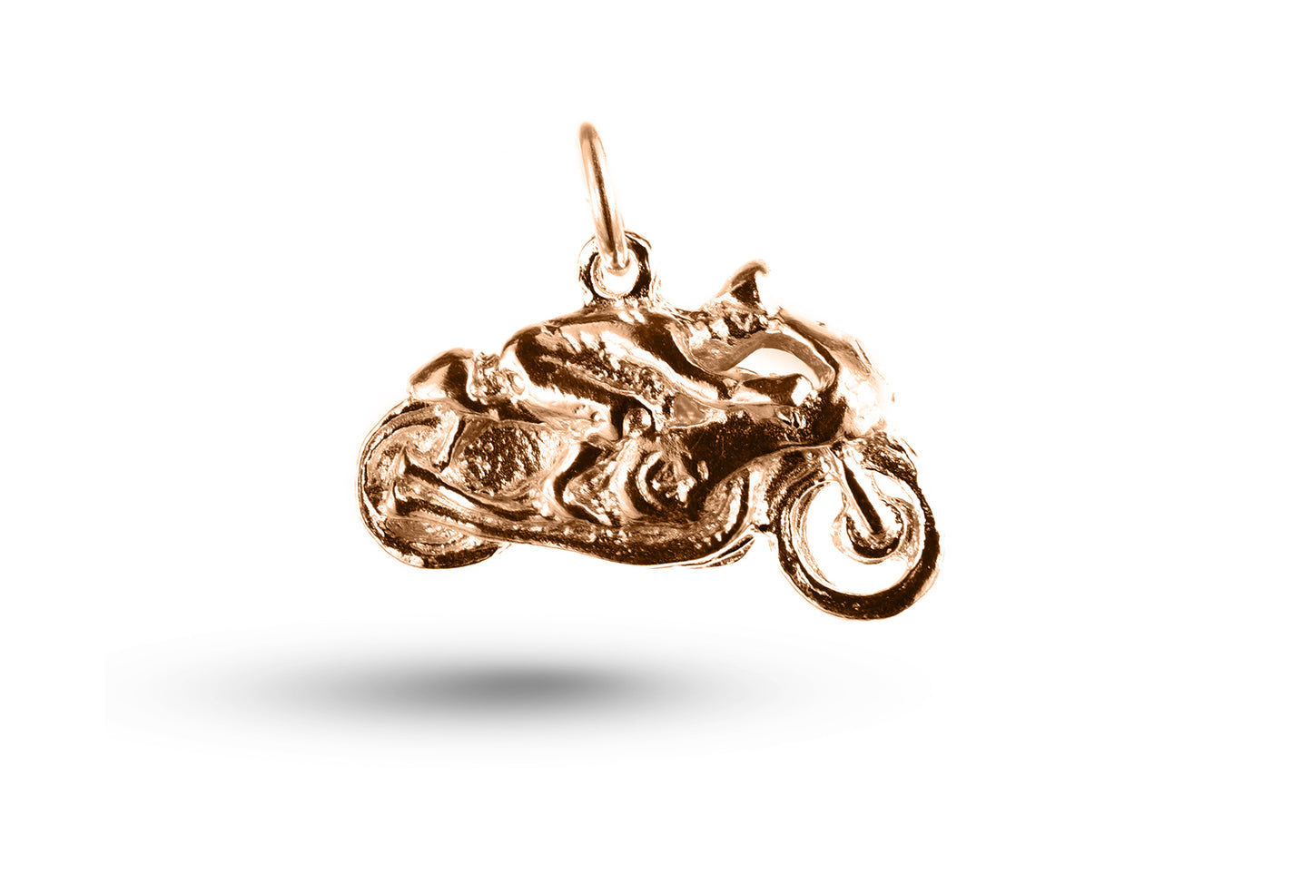 Rose gold Motorbike and Rider charm.